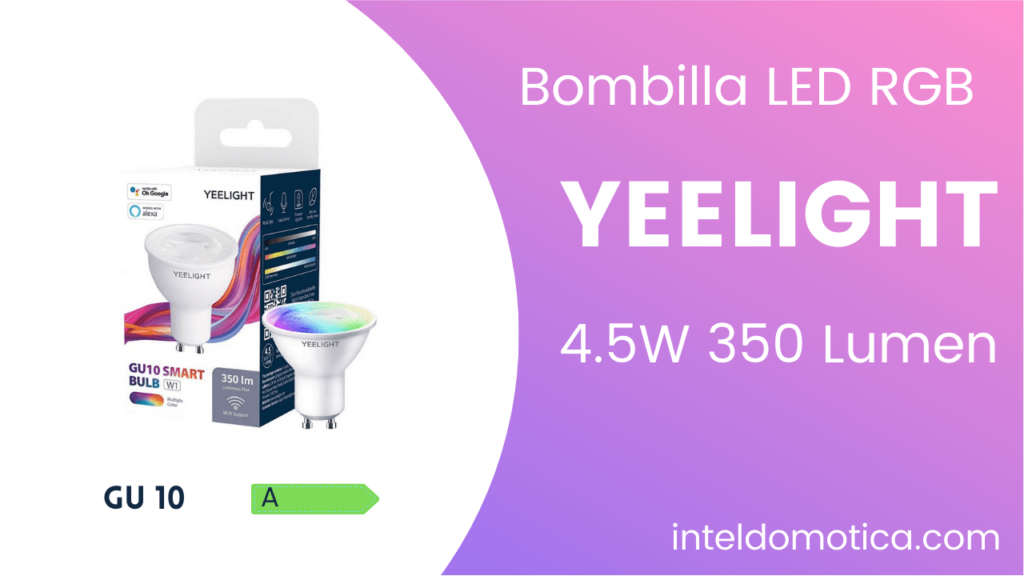 Bombilla LED Yeelight inteligente · RGB · Wi-Fi (4.5W 350 lumen) [eficiencia energetica A] · Casquillo GU10
